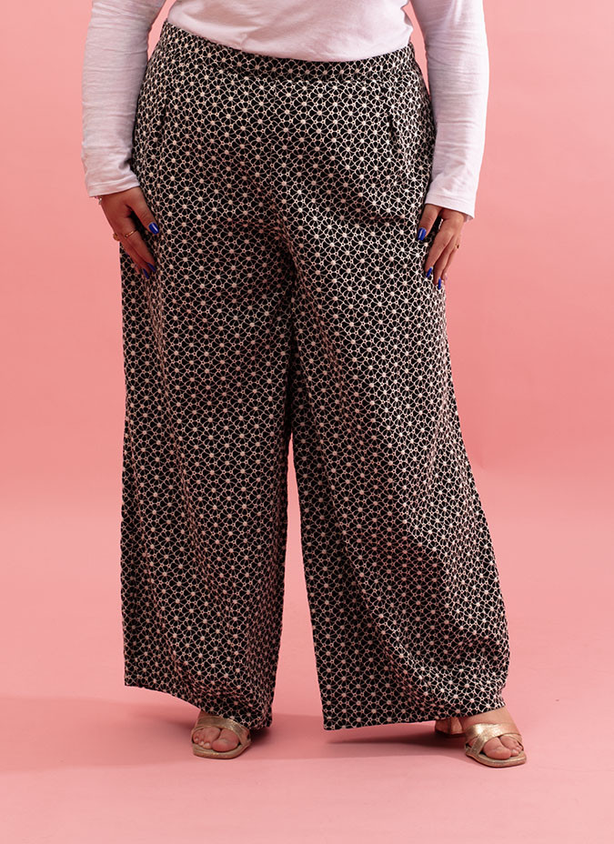 Pantalon avec volume et texture florale Noe