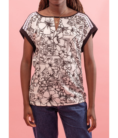 T-shirt à encolure en goutte d'eau Xantal