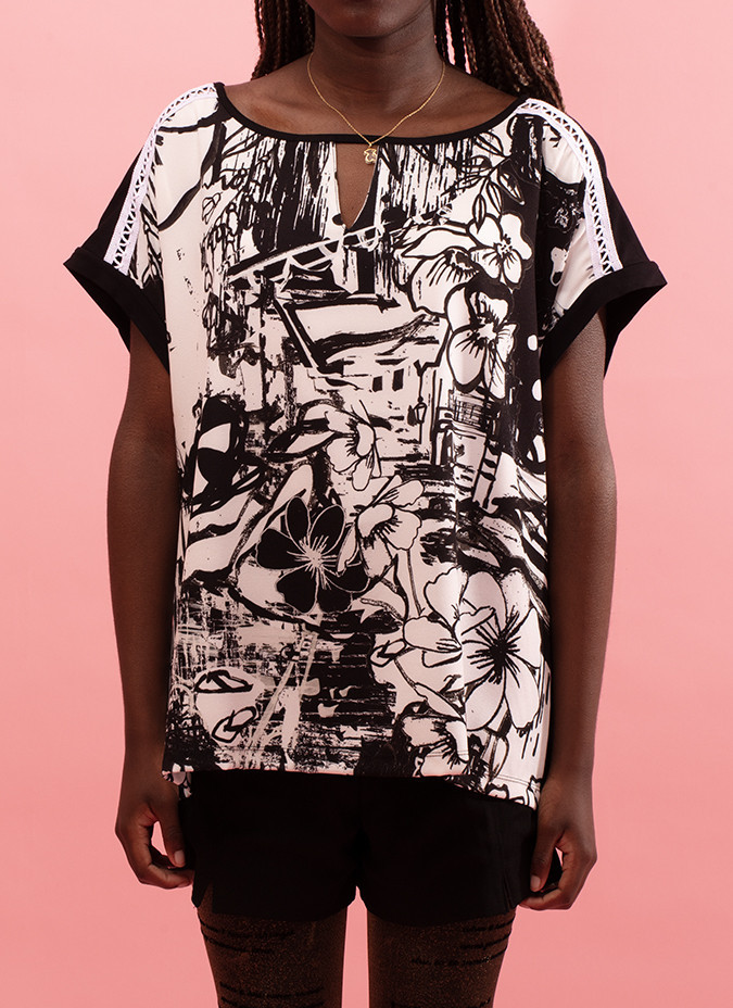 T-shirt leve decote em lágrima Xantal