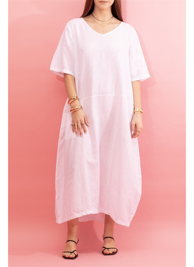 Vestido formato balão com promenor de bolso Nagari
