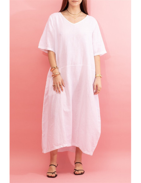 Vestido formato balão com promenor de bolso Nagari