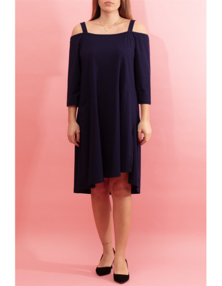 Dress with wide straps and 3/4 sleeves Nicole