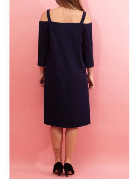 Dress with wide straps and 3/4 sleeves Nicole
