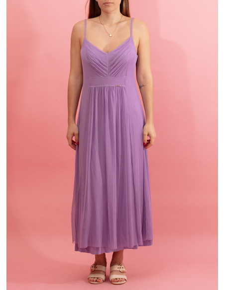 Vestido liso com detalhe de trança nas alças Wanda