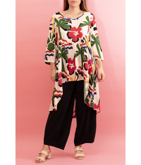 Flowing tunic with asymmetric length Navette