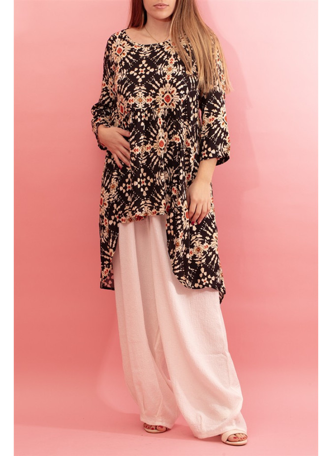 Flowing tunic with asymmetric length Navette