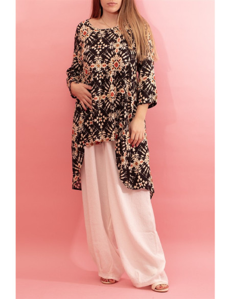 Flowing tunic with asymmetric length Navette