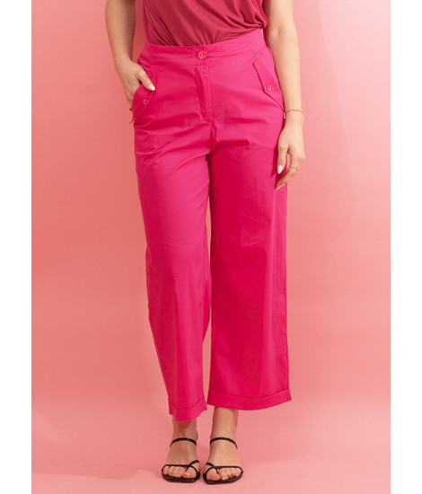 Poplin trousers with zip and button