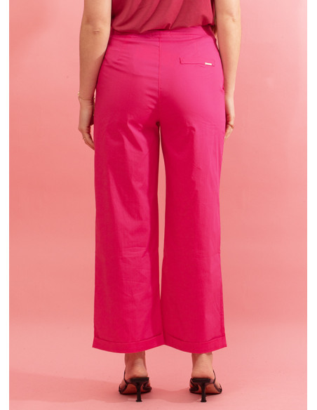Poplin trousers with zip and button