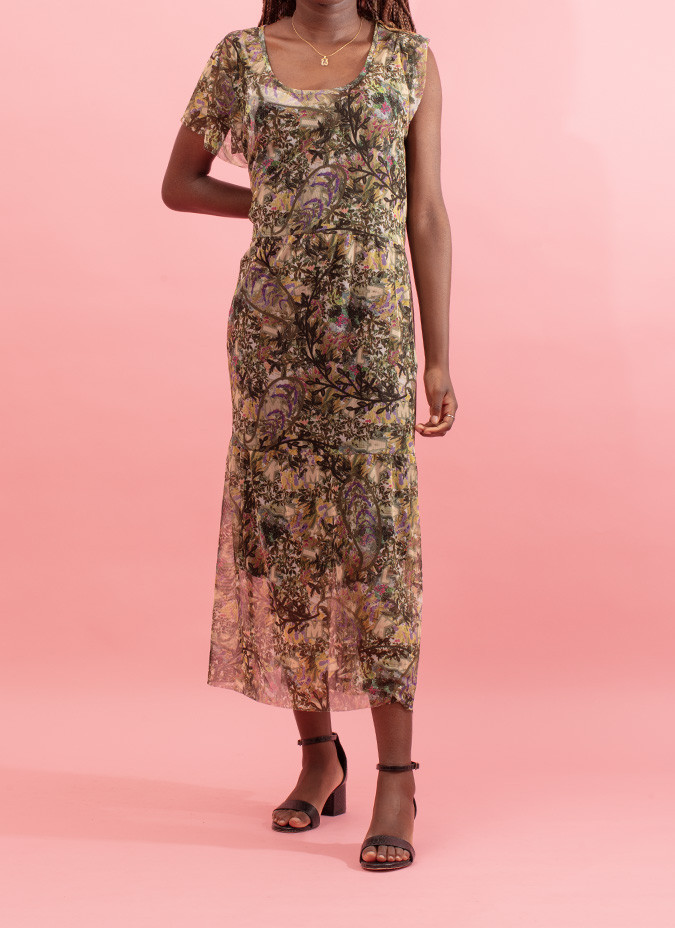 Fluid dress with round neckline Abelia