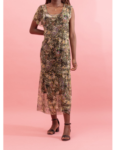 Fluid dress with round neckline Abelia