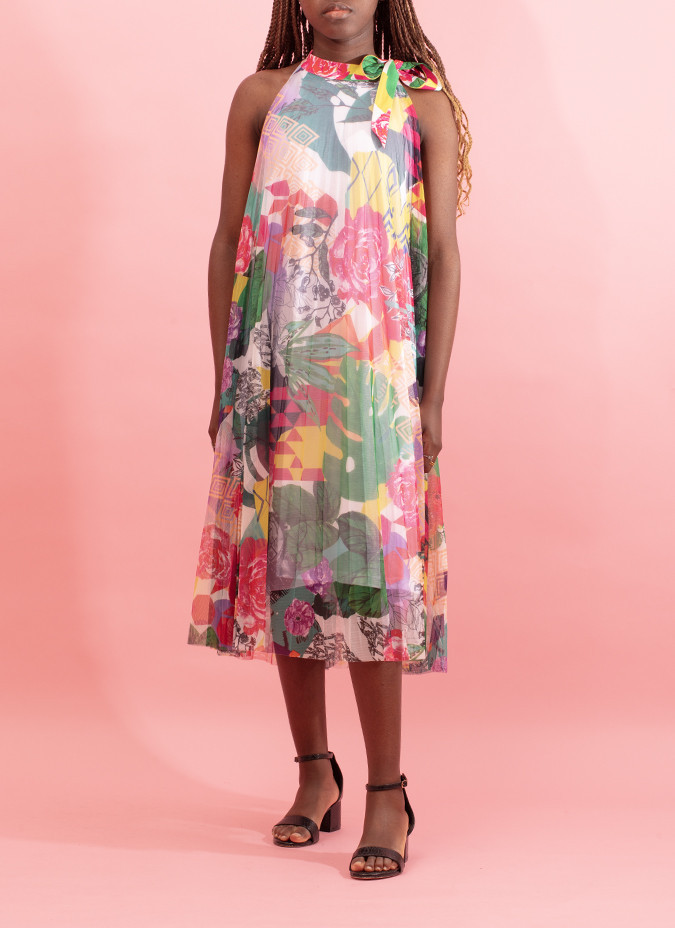 Halter neck dress with bow at front Flix