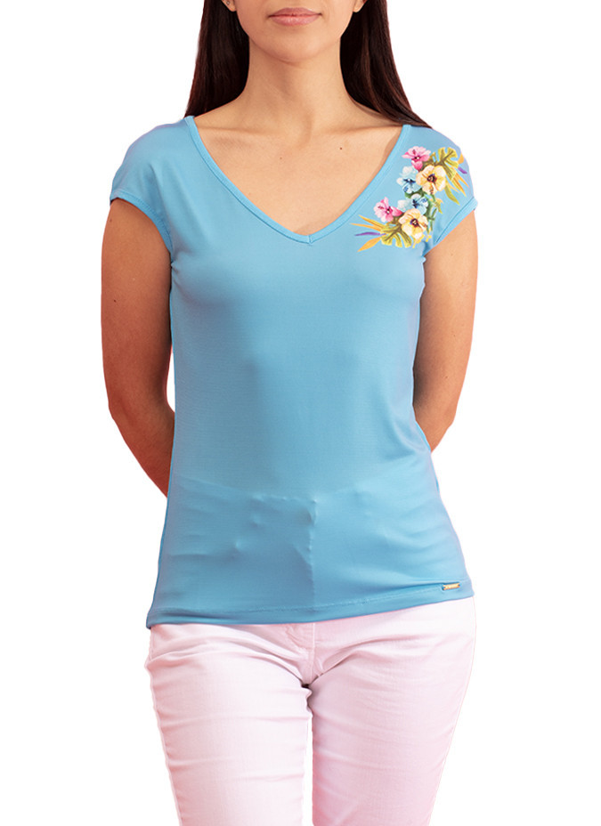 T-shirt Equateur com Estampado Floral Paul Brial - T-shirts Tropicais Femininas | Faroma