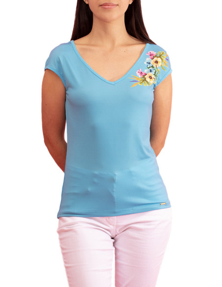 T-shirt Equateur com Estampado Floral Paul Brial - T-shirts Tropicais Femininas | Faroma
