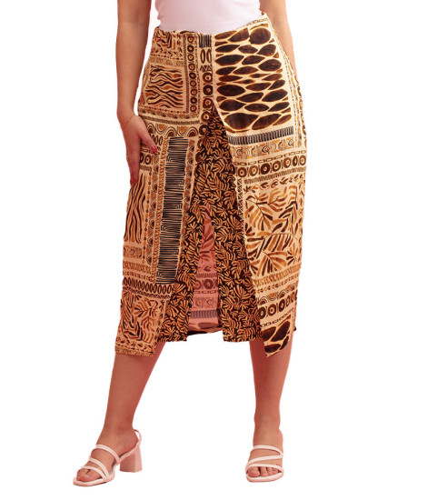 Jupe Midi Kenya avec Superposition de Tissus Paul Brial - Jupes Midi Femme avec Superposition | Faroma