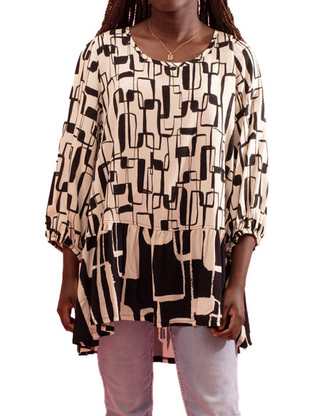 Blouse Nage avec Contraste d'Imprimés Gozé - Blouses Femme avec Contraste | Faroma