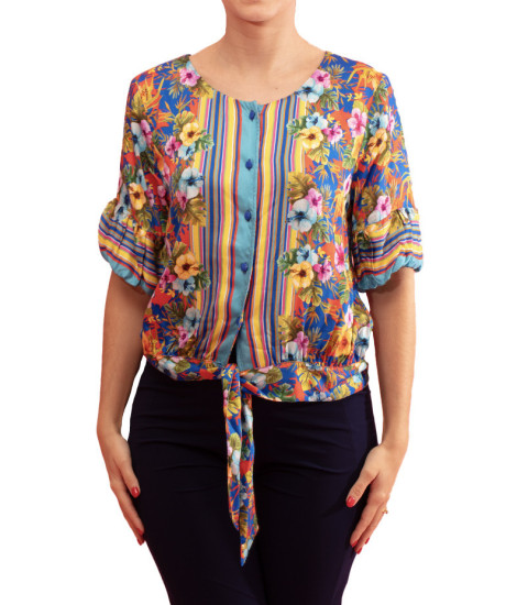 Paul Brial Thailande Printed Knot-Detail Shirt - Women's Exotic Shirts | Faroma