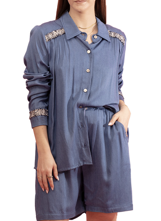 Chemise Vibration avec Détail aux Épaules Paul Brial - Chemises Femme avec Détail Épaules | Faroma