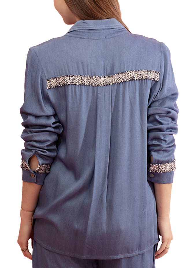 Chemise Vibration avec Détail aux Épaules Paul Brial - Chemises Femme avec Détail Épaules | Faroma