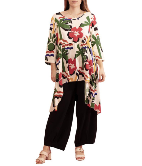 Tunique Fluide Navette avec Longueur Asymétrique Gozé - Tuniques Femme Asymétriques | Faroma