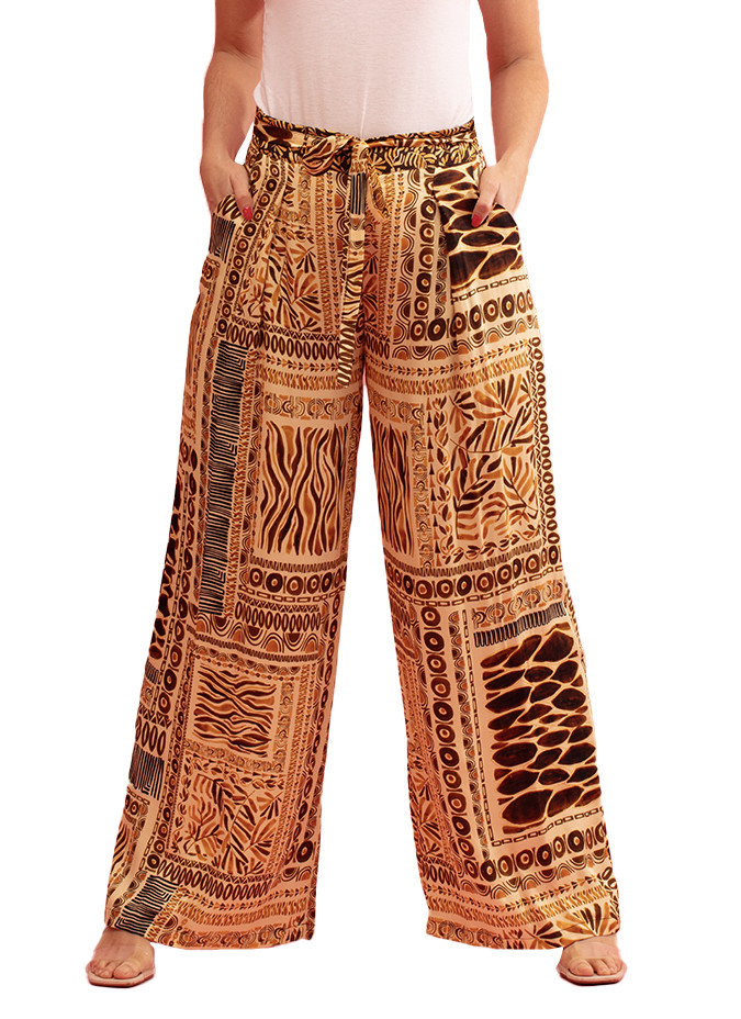 Pantalon Fluide Africa avec Motif Africain Paul Brial - Pantalons Femme Motif Africain | Faroma