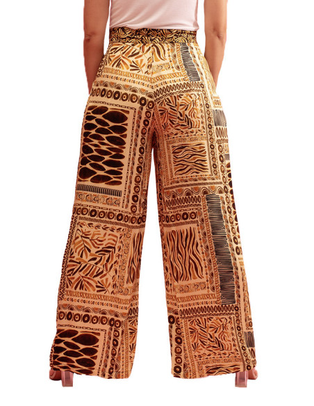 Pantalon Fluide Africa avec Motif Africain Paul Brial - Pantalons Femme Motif Africain | Faroma