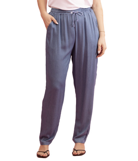 Paul Brial Blue Denim-Effect Trousers - Women's Denim-Effect Trousers | Faroma