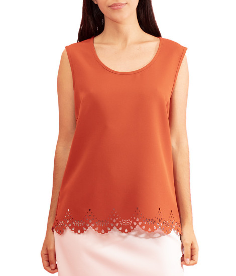 Paul Brial Kandy Round-Neck Hem-Detail Top - Women's Tops with Detail | Faroma 2