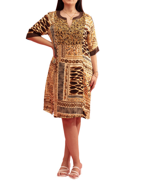 Paul Brial Steppe Contrast Sleeve and Collar Dress - Women's Contrast Dresses | Faroma