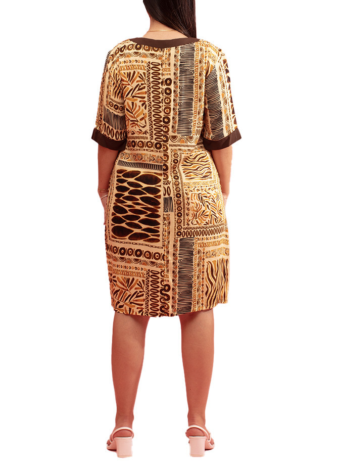 Robe Steppe avec Manches et Col en Contraste Paul Brial - Robes Femme avec Contraste | Faroma