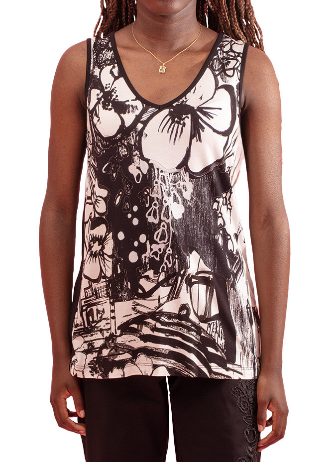 Top Vachel Léger et Doux avec Décolleté en V Maloka - Tops Femme Doux | Faroma