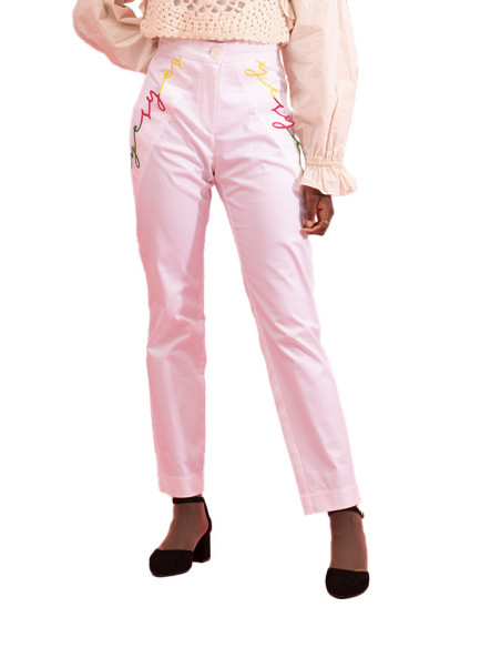 Pantalon Zelma avec Broderie Tricolore sur les Poches Maloka - Pantalons Femme avec Broderie | Faroma