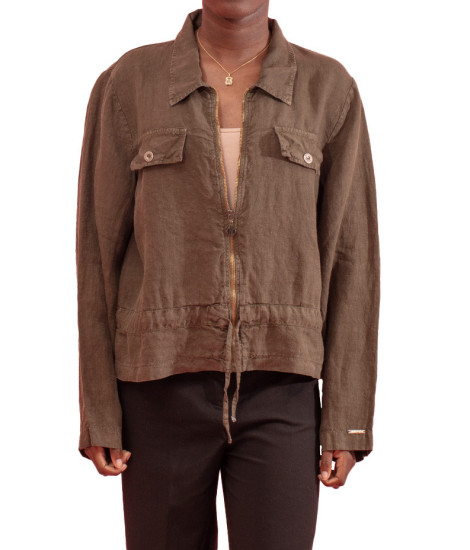 Maloka Vermey Plonge Linen Metal-Zip Jacket - Women's Linen Jackets | Faroma