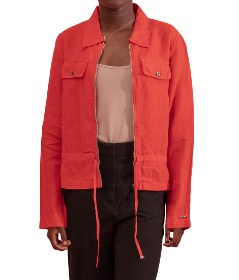 Veste en Lin Vermey Plonge avec Fermeture Métallique Maloka - Vestes Femme en Lin | Faroma 2