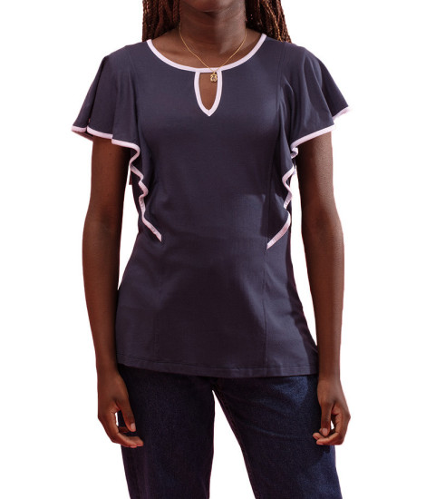 T-shirt Lauda avec Détail de Volants Maloka - T-shirts Femme avec Volants | Faroma 2
