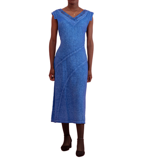 Robe Tulma en Lin avec Détail d'Épaule Maloka - Robes Femme en Lin avec Détail | Faroma