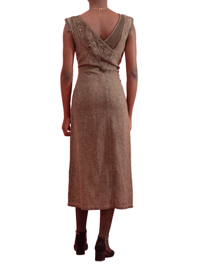 Robe Tulma en Lin avec Détail d'Épaule Maloka - Robes Femme en Lin avec Détail | Faroma