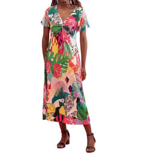 Robe Douce Afrodite avec Col en V Maloka - Robes Femme Douces | Faroma 2