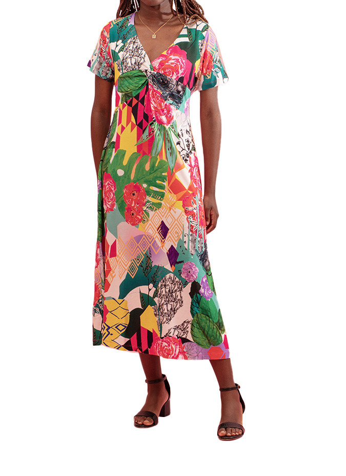 Robe Douce Afrodite avec Col en V Maloka - Robes Femme Douces | Faroma