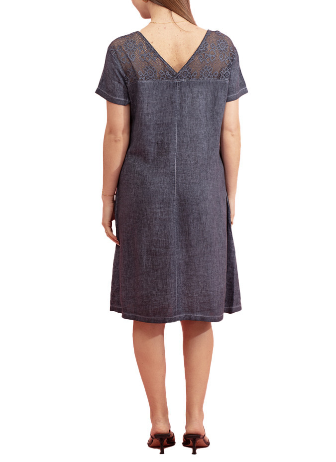 Robe Tapioca en Lin avec Détail en Dentelle Maloka - Robes Femme en Lin | Faroma