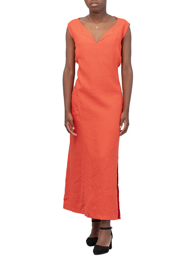 Robe Rustine Plonge avec Fente en Avant Maloka - Robes Femme avec Fente | Faroma