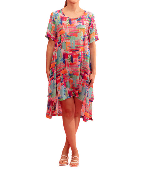 Túnica Nuite Peinture Estampada Colorida Gozé - Túnicas Femininas Estampadas Coloridas | Faroma