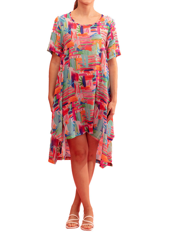 Túnica Nuite Peinture Estampada Colorida Gozé - Túnicas Femininas Estampadas Coloridas | Faroma