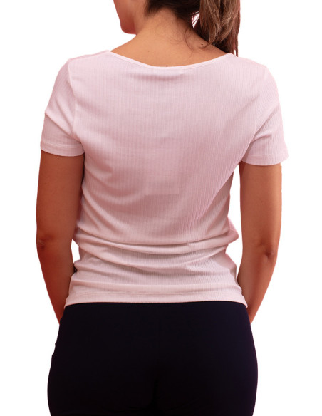 T-shirt Côtelée Fan avec Col en V Paul Brial - T-shirts Femme Côtelées | Faroma