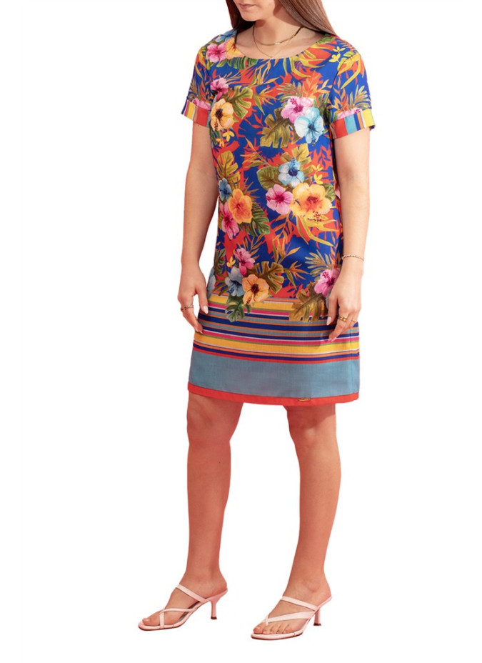 Vestido Florido Polynesie com Decote Redondo Paul Brial - Vestidos Floridos Femininos | Faroma