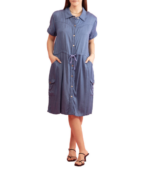 Robe Saphir Manches Courtes avec Ceinture Paul Brial - Robes Femme avec Ceinture | Faroma