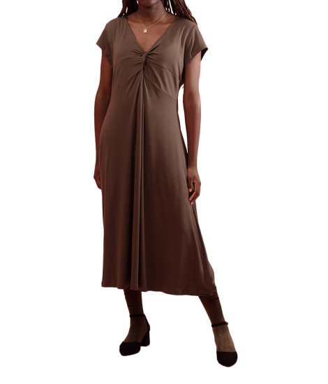 Robe Unie Laisha avec Col en V Maloka - Robes Femme Unies | Faroma 2