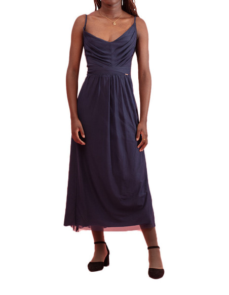 Robe Wanda Unie avec Tresse sur les Bretelles Maloka - Robes Femme avec Détail sur les Bretelles | Faroma