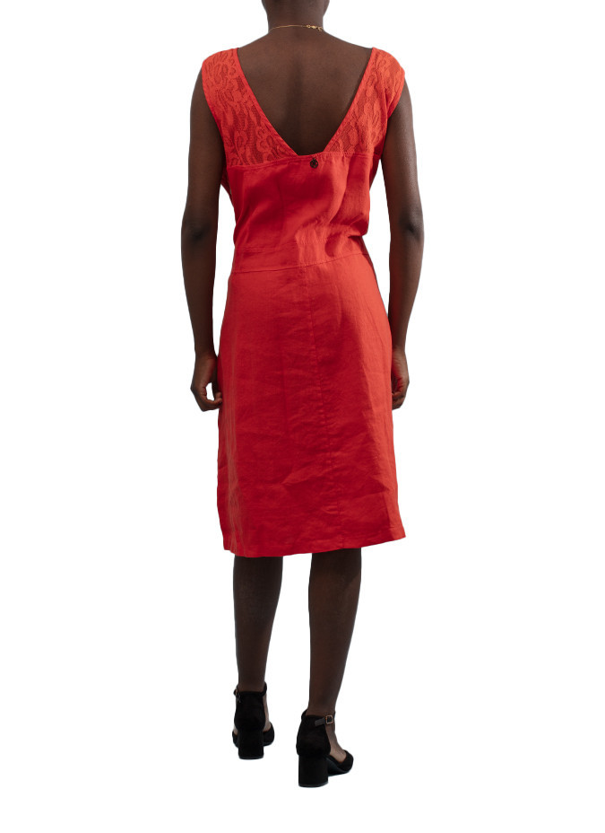 Vestido Roux Plonge com Detalhe de Renda Maloka - Vestidos Femininos com Renda | Faroma