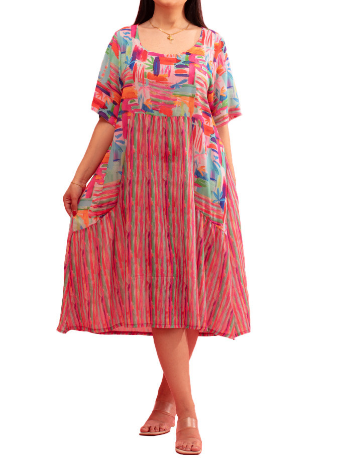 Robe Nenuphar avec Imprimé Coloré Gozé - Robes Femme aux Nénuphars | Faroma